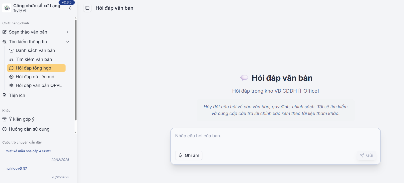 Menu hỏi đáp tổng hợp